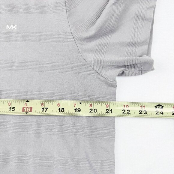 NWT Michael Kors Men's Striped Short Sleeve Crew Neck Grey T-shirt Size L - Picture 8 of 9